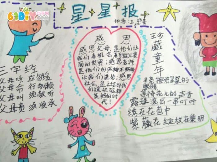 低年级小学生感恩节手抄报图片