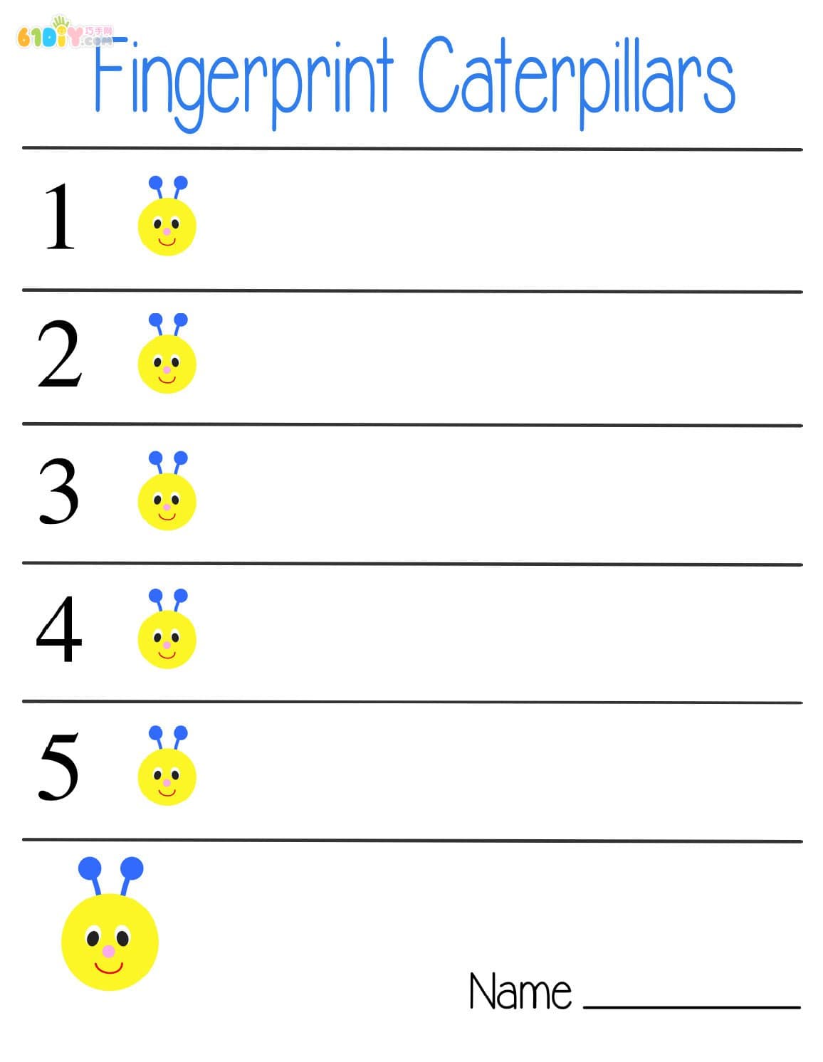 幼儿数学小手工 指引画毛毛虫