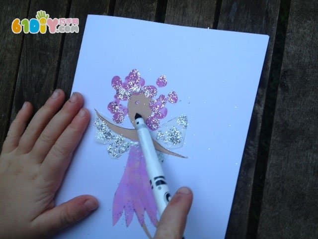 感恩节儿童DIY仙女贴画卡片
