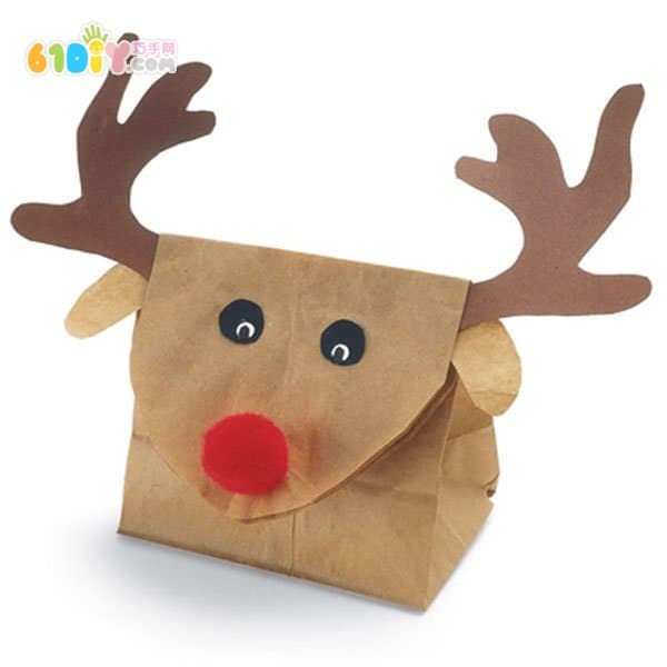 圣诞节儿童手工 纸袋制作驯鹿