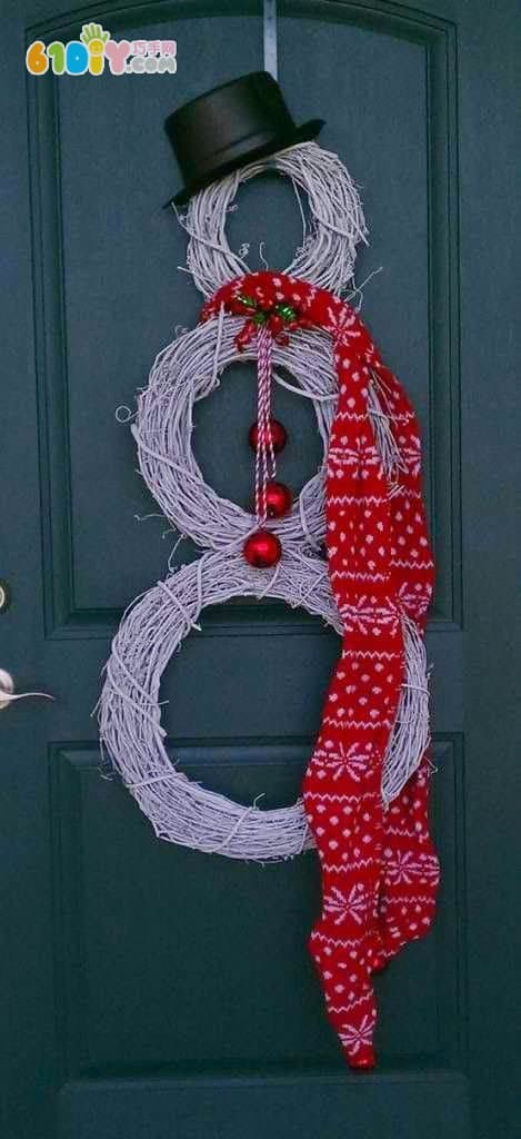 幼儿园圣诞节环创 雪人装饰的门