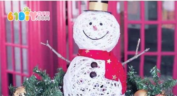 圣诞节装饰手工 毛线制作立体雪人