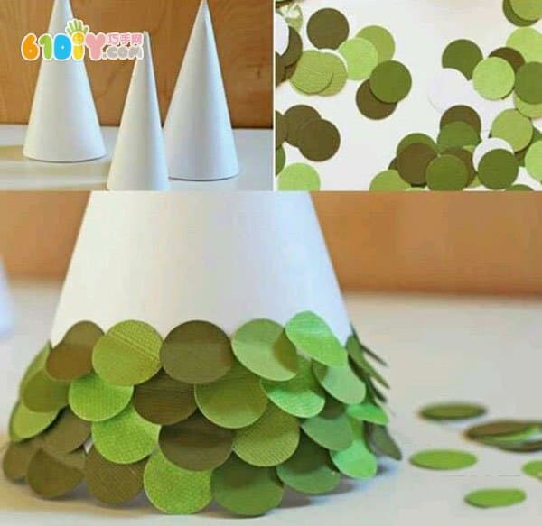 儿童手工制作简单的圆纸片圣诞树