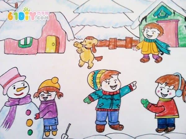 冬天儿童画作品
