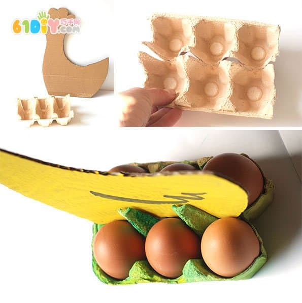 废纸板创意手工制作孵蛋的母鸡