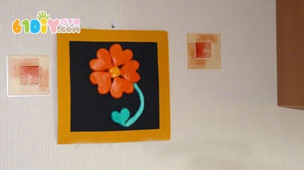 儿童DIY盐面团花朵装饰画