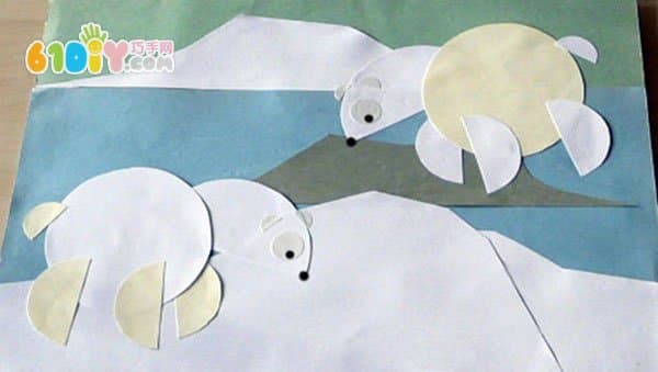 幼儿园图形拼贴 可爱的北极熊贴画