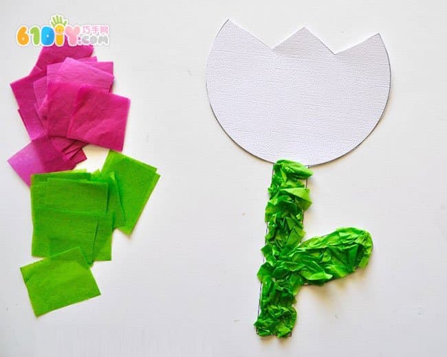 幼儿手工制作妇女节搓纸郁金香花