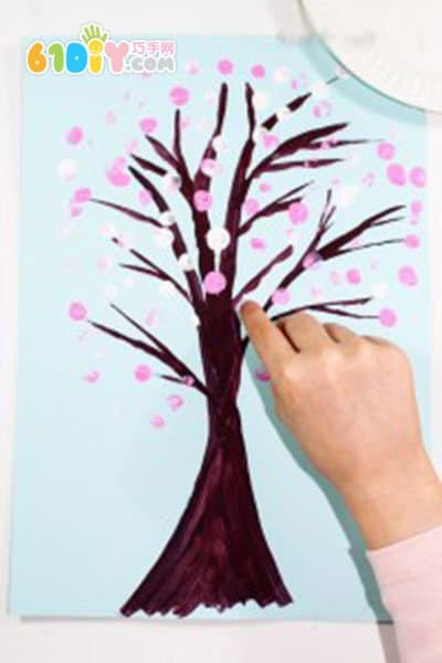 儿童绘画教程 指印画桃树
