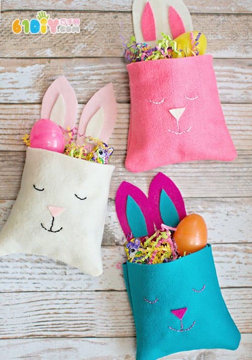 DIY制作可爱的不织布兔子复活节彩蛋袋子