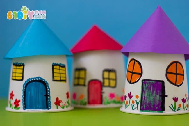 幼儿园手工制作纸杯小房子