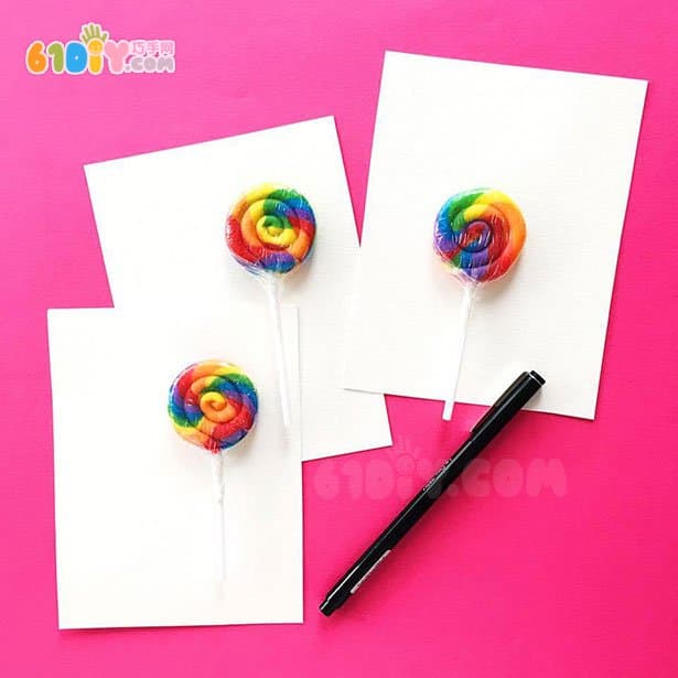 手工制作彩虹棒棒糖小人卡