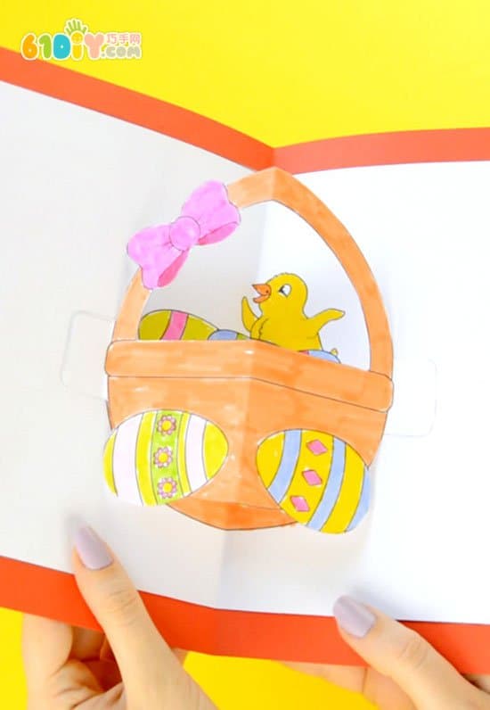 复活节立体彩蛋篮卡片制作方法和模板