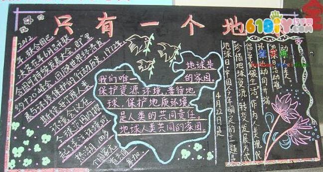小学生地球日黑板报