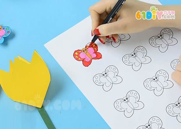 母亲节郁金香蝴蝶手工制作