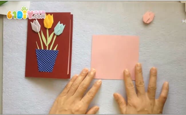 母亲节手工制作郁金香花盆卡