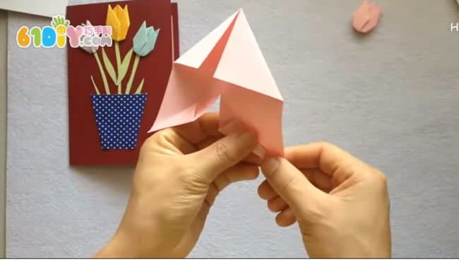 母亲节手工制作郁金香花盆卡