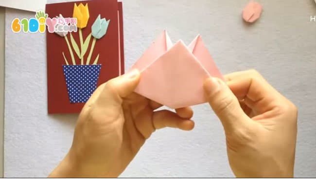 母亲节手工制作郁金香花盆卡