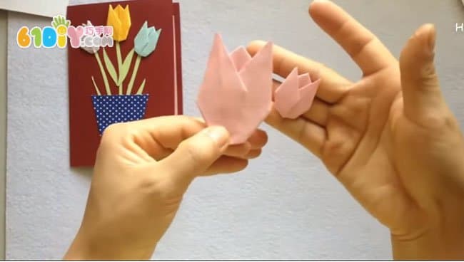 母亲节手工制作郁金香花盆卡