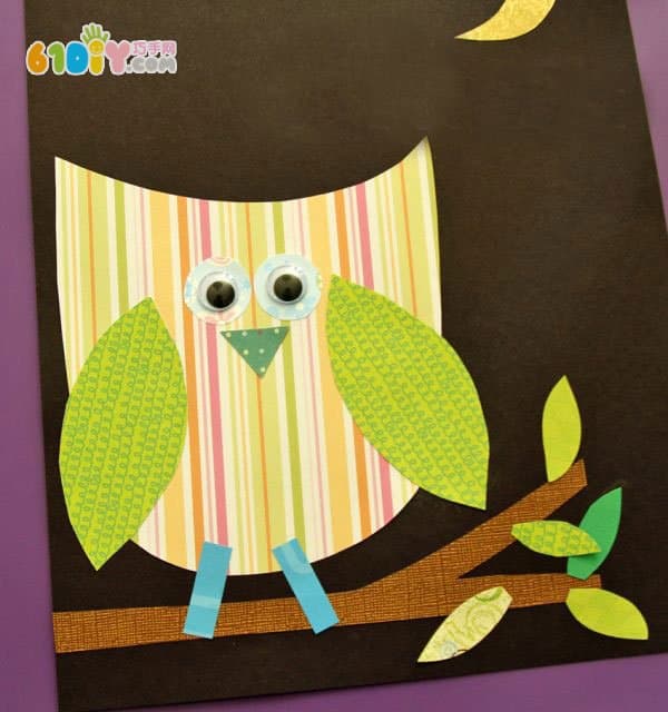 儿童制作可爱简单的猫头鹰贴画