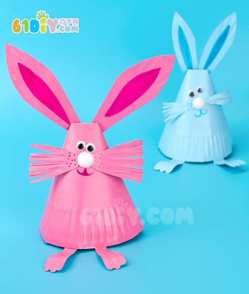 幼儿手工制作可爱的纸盘立体兔子