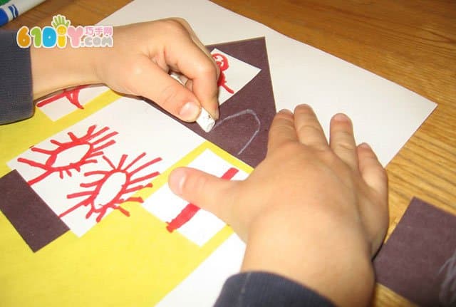 幼儿学字母H手工 房子贴画