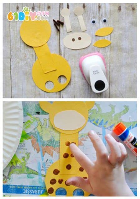 儿童手工制作长颈鹿手指偶