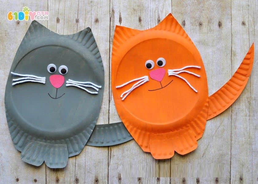 儿童利用纸盘制作可爱的小猫