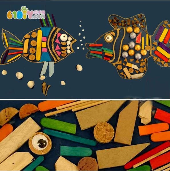 儿童创意拼贴画 彩色鱼