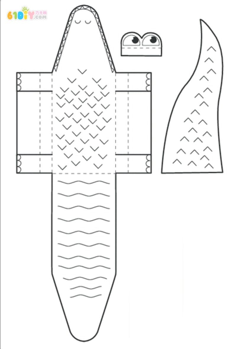 儿童手工制作立体鳄鱼（附模板）