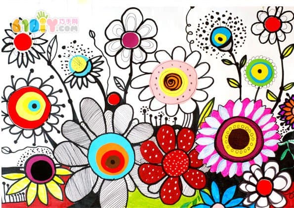 儿童手工花朵创意绘画