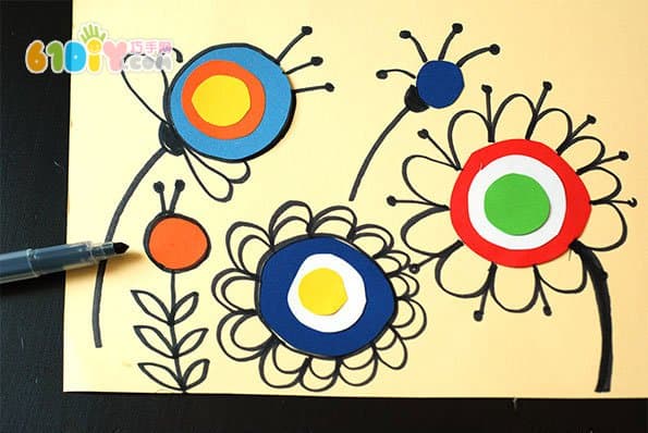 儿童手工 花朵创意绘画