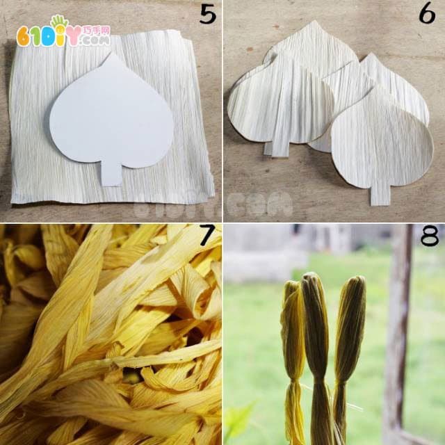 秋天手工 玉米叶制作马蹄莲