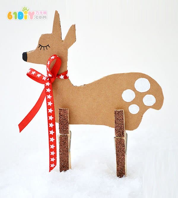 圣诞节手工 废纸板制作立体驯鹿