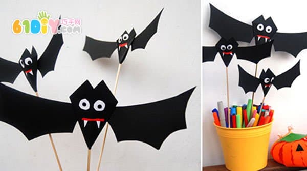 万圣节装饰 简单的卡纸蝙蝠手工制作
