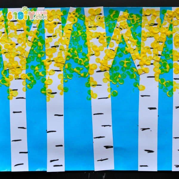 儿童秋天手工 美丽的白杨树贴画
