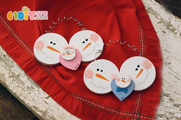 冬天的手工挂饰 雪人的一家