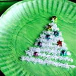 儿童手工制作纸盘穿线圣诞树