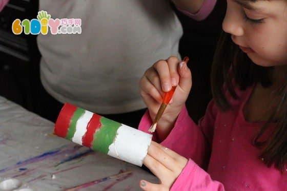 圣诞节手工 儿童DIY制作纸筒蜡烛