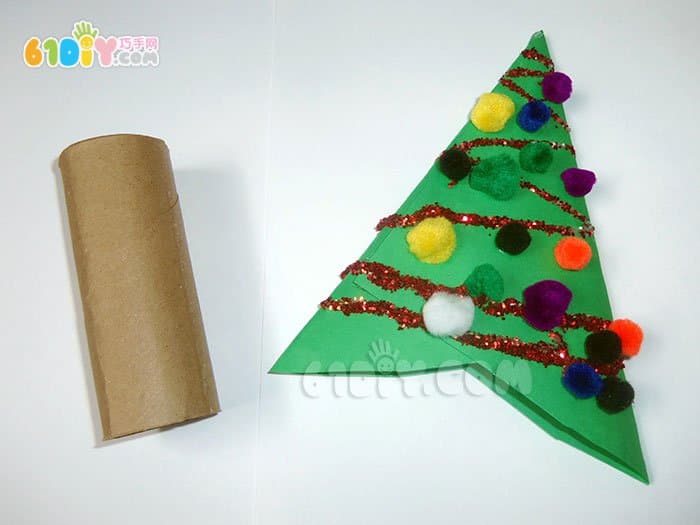 怎样用纸筒卡纸手工制作圣诞树