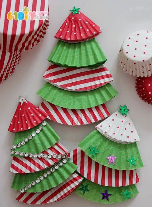 蛋糕纸制作圣诞树装饰挂件