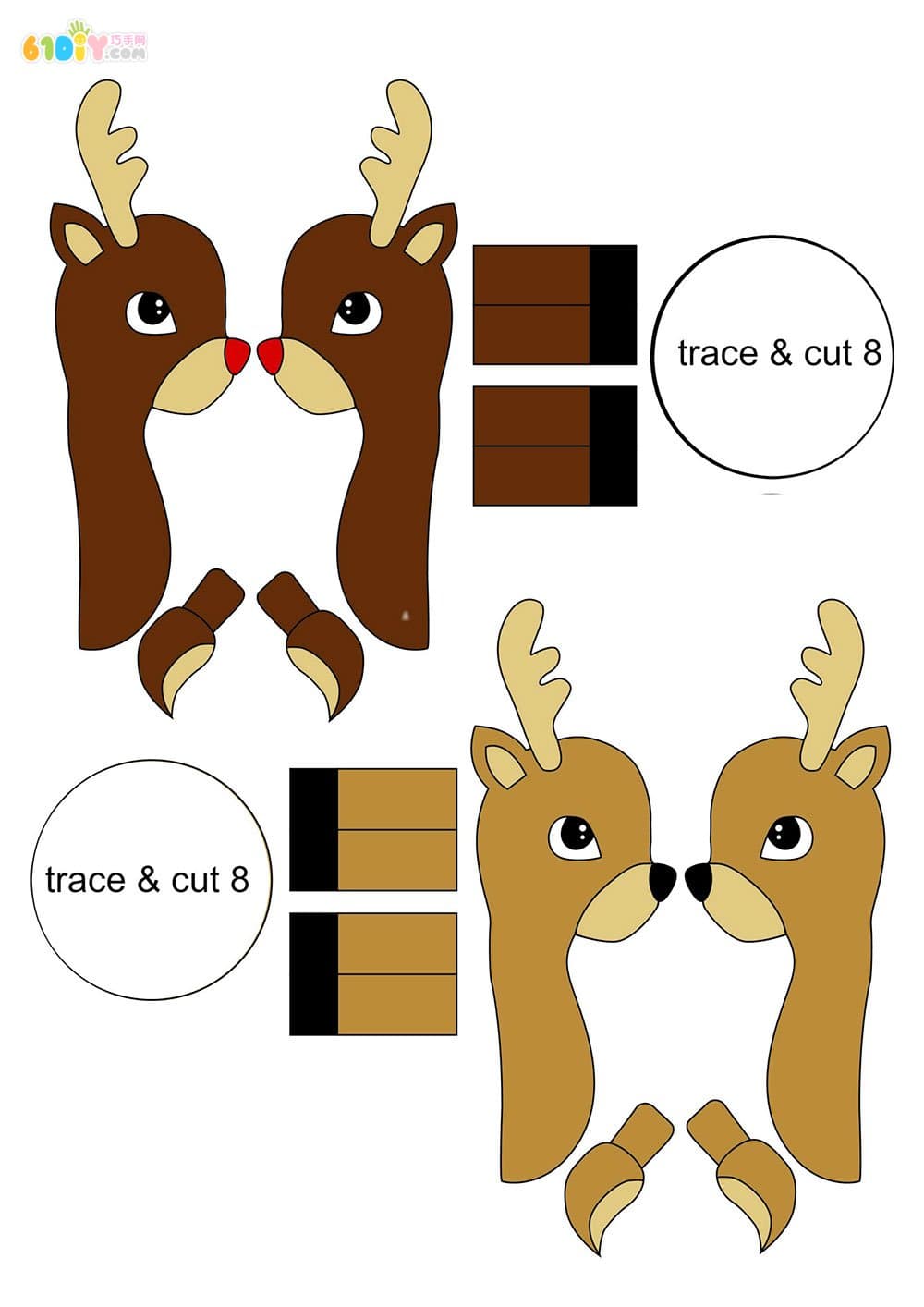 3款圣诞驯鹿手工制作（附模板）