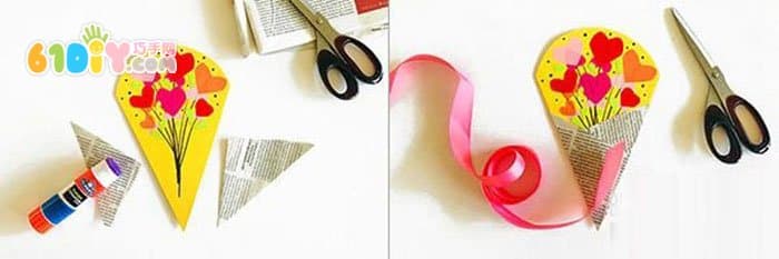 怎样制作母亲节花束手工卡