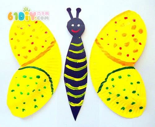 纸盘DIY制作七彩蝴蝶
