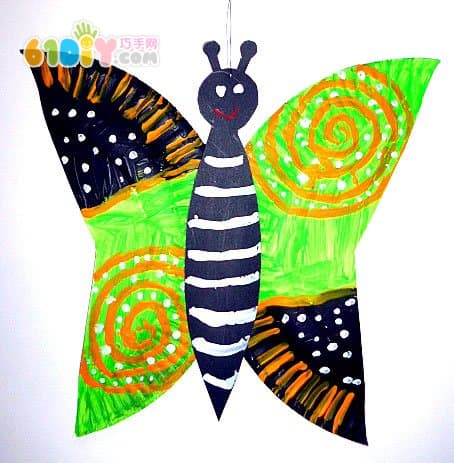 纸盘DIY制作七彩蝴蝶
