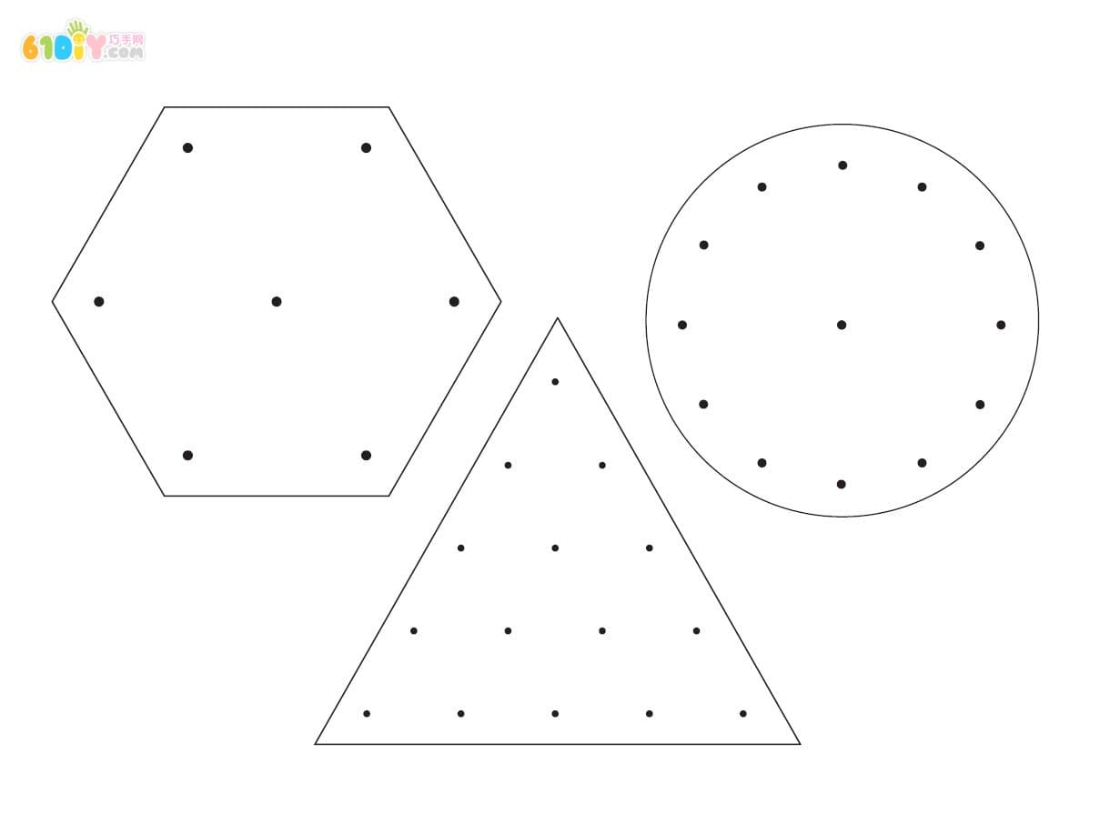 儿童手工制作几何图形穿线卡