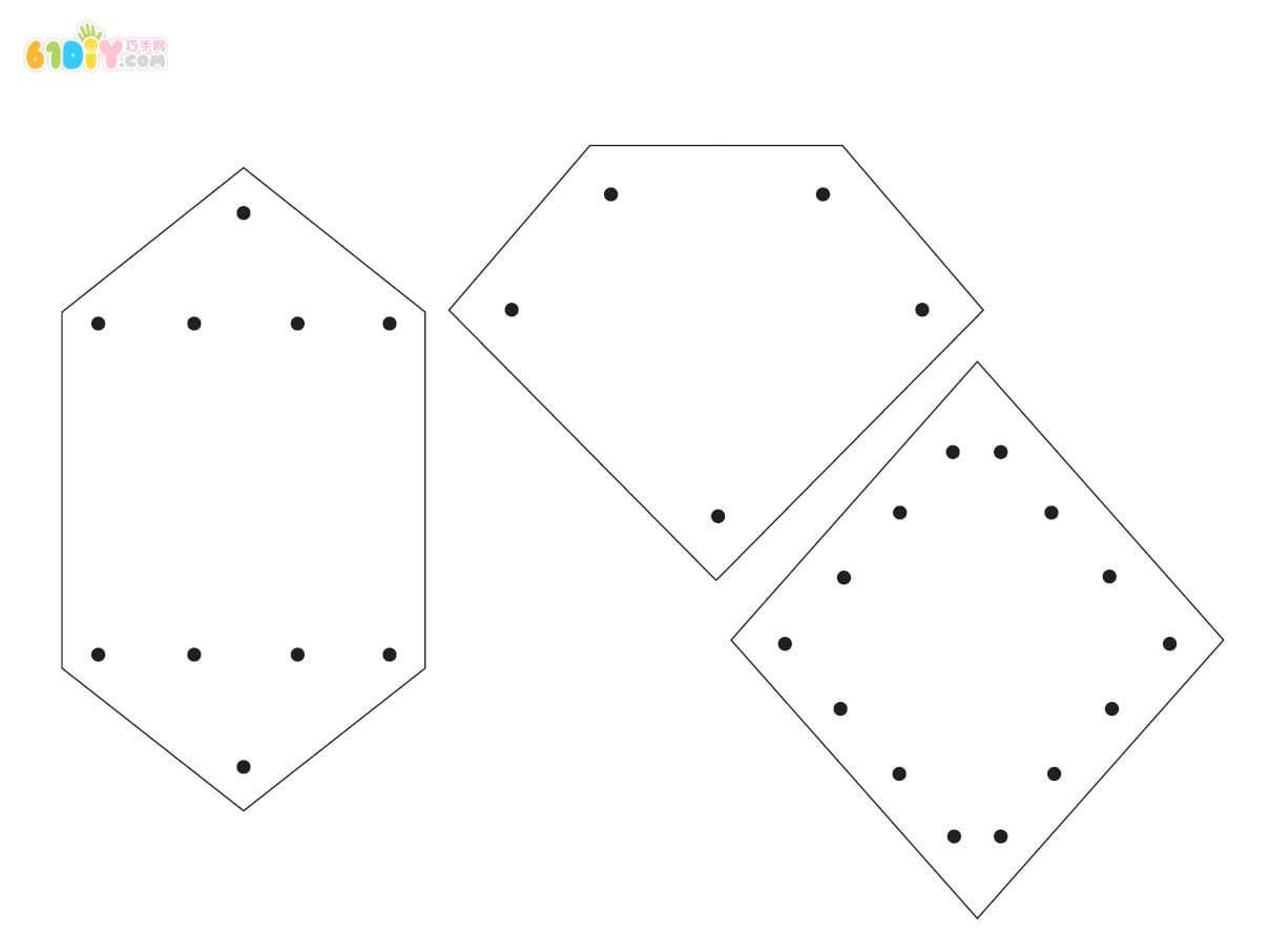 儿童手工制作几何图形穿线卡