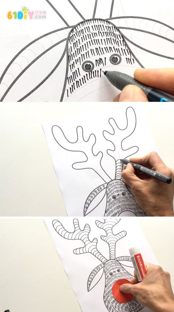 儿童手工制作圣诞驯鹿