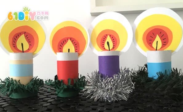 圣诞节DIY 卷纸筒蜡烛手工制作