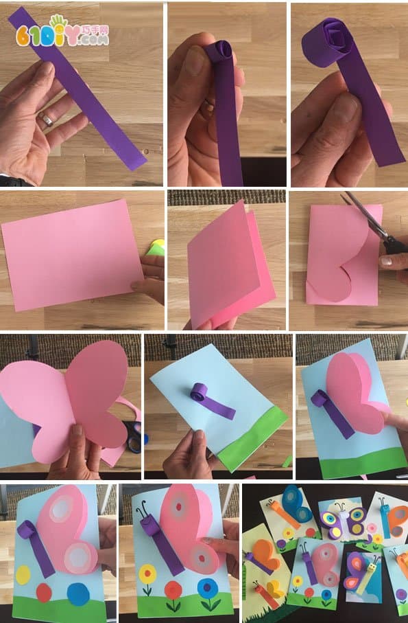 春天手工制作立体蝴蝶贴画卡
